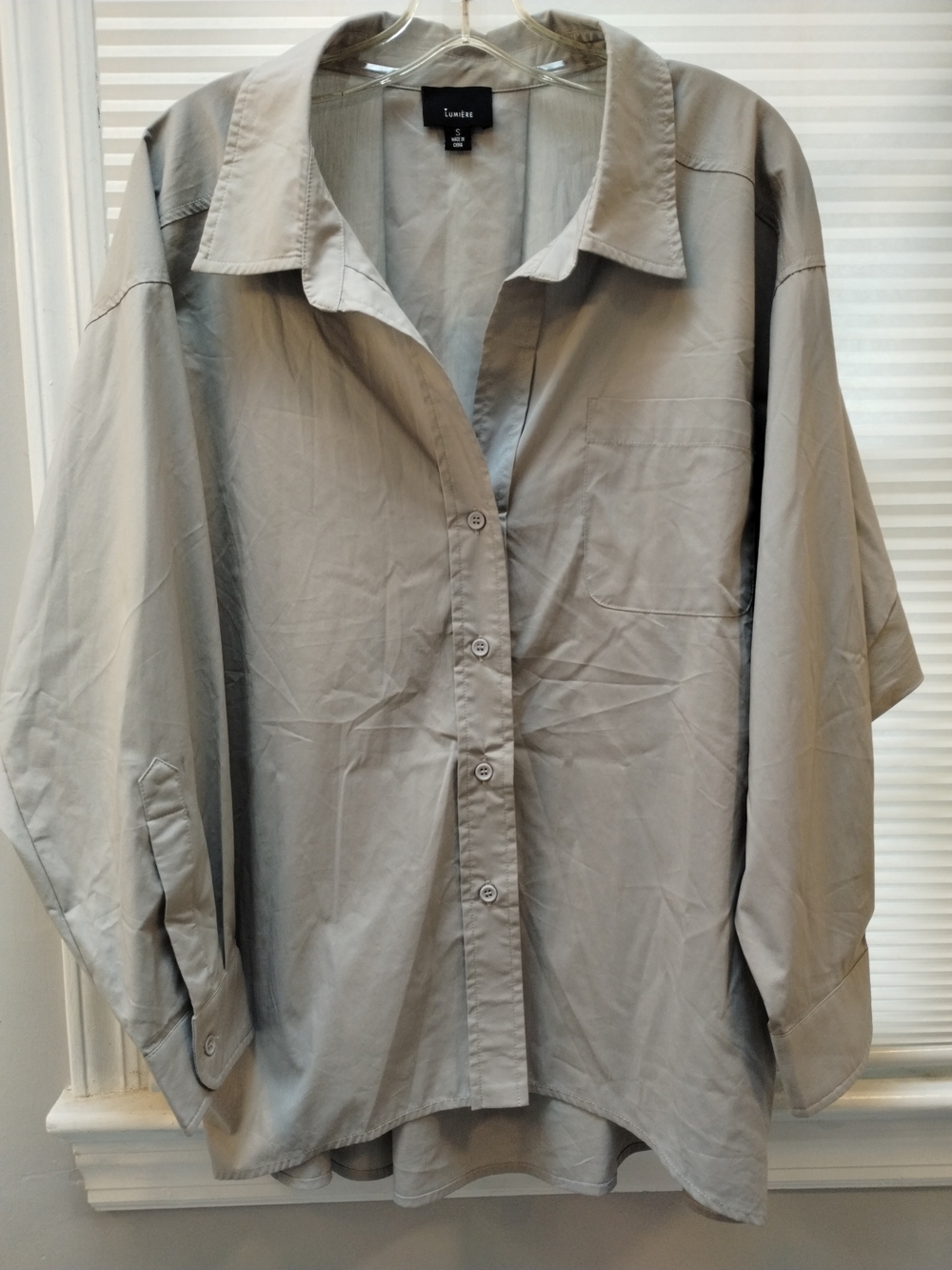 Lumiere Oversized Grey Button Up Top